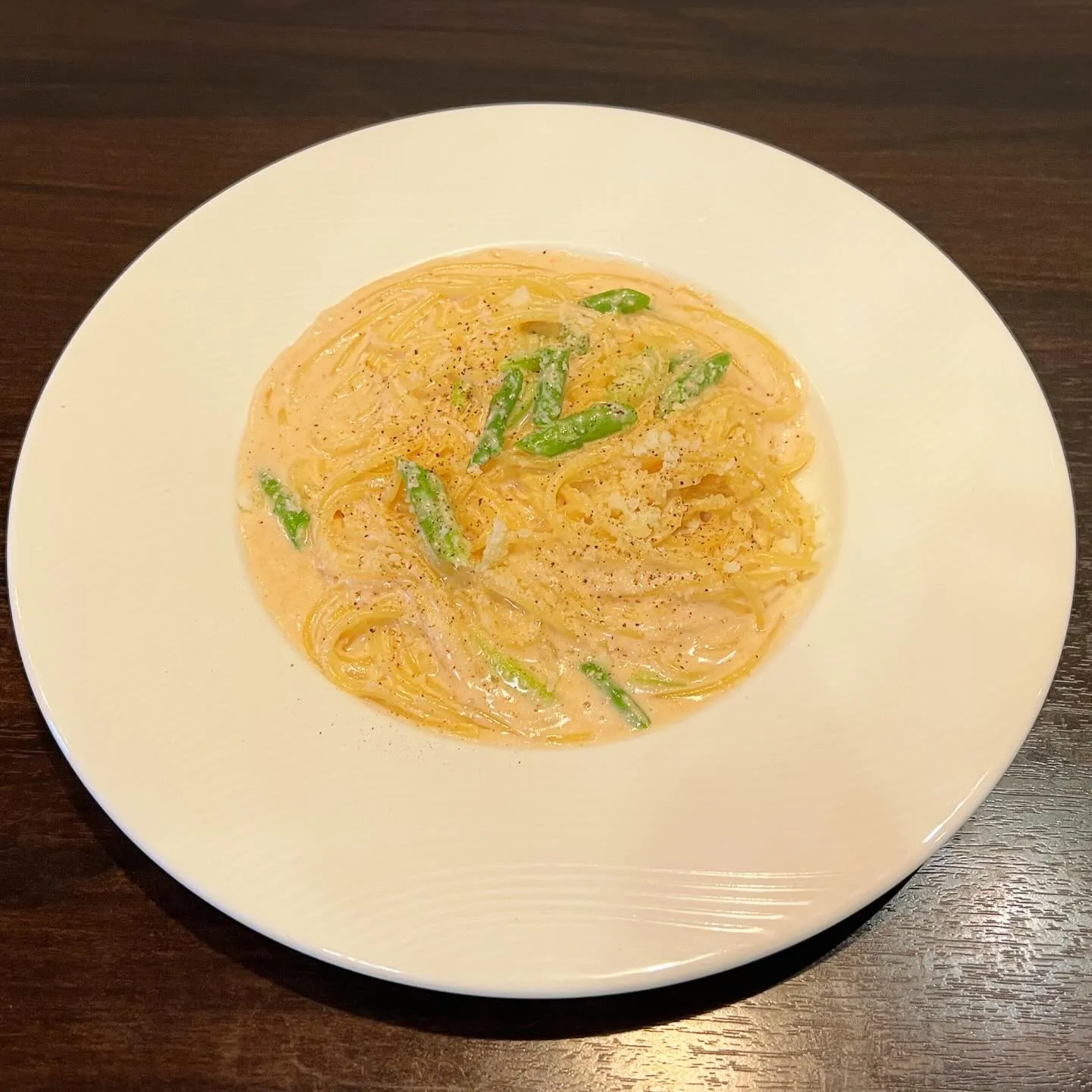 《 アスパラと明太子のクリームパスタ 》